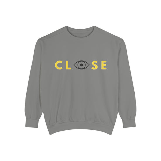Eye-Catching Sweatshirt, Stay Woke Sleeve, Cozy Gift for Friends, Casual Wear, Unique Streetwear, Thought-Provoking Fashion - CLOSE