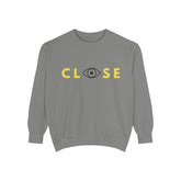 Eye-Catching Sweatshirt, Stay Woke Sleeve, Cozy Gift for Friends, Casual Wear, Unique Streetwear, Thought-Provoking Fashion - CLOSE