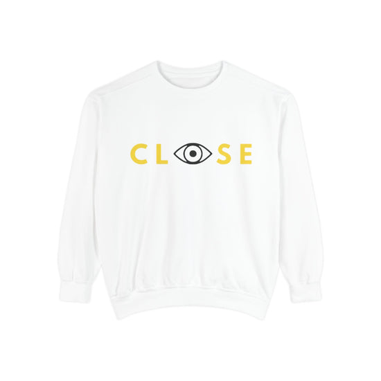 Eye-Catching Sweatshirt, Stay Woke Sleeve, Cozy Gift for Friends, Casual Wear, Unique Streetwear, Thought-Provoking Fashion - CLOSE