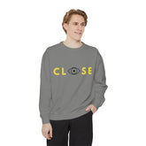 Eye-Catching Sweatshirt, Stay Woke Sleeve, Cozy Gift for Friends, Casual Wear, Unique Streetwear, Thought-Provoking Fashion - CLOSE
