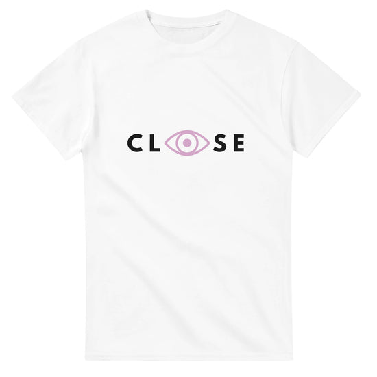 Black CLOSE White Tee with bold white CLOSE logo on premium cotton streetwear t-shirt